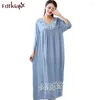 Women's Sleepwear Fdfklak M-XXL Plus Size Women Lingerie Cotton Sleep Dress Sexy Long Nighties For Nightgown Spring Autumn