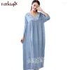 Mulheres Sleepwear Fdfklak M-XXL Plus Size Mulheres Lingerie Algodão Sono Vestido Sexy Long Nighties para Camisola Primavera Outono