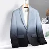 Men's Suits Elegant Boutique Blazer 2023 Autumn In Black Gray Blue Single Button Fashion Male Jacket Casual Gradient Business Coat