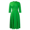 Casual Dresses Tight Waist Dress Plus Size Elegant Midi For Women Flattering A-line Silhouette Stylish Stand Collar Fall