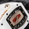 Richarmill horloge Automatische mechanische horloges polshorloge Swiss Seires RM0701 Rode lip Witte keramische zijkant Rose gouden plaat Gezicht Volledige T diamant Diameters 456