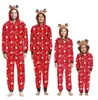 Bijpassende outfits voor familie 2023 Kerst Elandprint Volwassenen Kinderen Schattig Oor Capuchon Rompertjes Rits Overalls Jumpsuits Look 230918