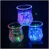 Verres à vin LED clignotant brillant bière verre tasse tasse eau liquide activé lumière lumineuse fête bar boissons tasses livraison directe maison Dhmiw