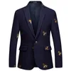 Abiti da uomo Blazer S-6XL Boutique Moda Ricamo Uomo Casual Business Blazer Giacca da uomo slim blu navy Cappotto per banchetto di nozze Uomo 230919