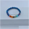 Mise à jour perlée 8 mm Bracelet en pierre à facettes Strand Yoga 7 Chakra Pierre précieuse Oeil de tigre Agate rouge Améthyste Perles de cristal d'énergie Bracelets Dro Dhglz