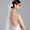 Brautschleier, Hochzeitsschleier mit Kamm, zwei Schichten, kurz für die Braut, niedliche Schleife, Schnittkante, Mädchen, Hochzeit, Haarschmuck