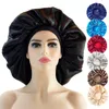 Luxury Jumbo Satin Bonnet Cap Wide Elastic Band Night Hair Care Cover Big Size 230920