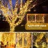Décorations de Noël Rideau LED String Lights Décoration de fée avec crochet de télécommande Lampe de guirlande de mariage pour chambre à coucher Maison vacances 230919
