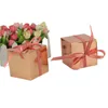 Gift Wrap 50Pcs European Square Paper Candy Box Large Solid Favor Boxes Packaging Bag With Ribbon Birthday Wedding
