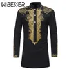 NIBESSER Camicia elegante Dashiki da uomo Abbigliamento africano estivo Camicia design moda uomo Camicia tradizionale africana stampata Hippie maschile2446