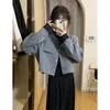 Chaquetas de mujer Chaquetas de tweed vintage Mujeres Patchwork Crop Abrigo corto Coreano Elegante Blazer de un solo pecho Casual All Match Outerwear Tops 230919