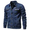 Männer Jacken 2023 Frühling Männer Solide Revers Denim Mode Motorrad Jeans Hommes Slim Fit Baumwolle Casual Schwarz Blau Mäntel 230919