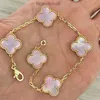 2023 Luxury Van Clover Designer Bracelet Pearl 4 Leaf 18k Gold Laser Brand Bangle Charm Bracelets Necklace Earrings Wedding Du8v