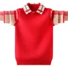Pullover Children Sweater 4 15 T Fashion Lattice Design Kids Warm Jacket Inner Fleece For Teen Boy Polo Collat Knitted Coat 230918