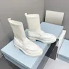 2023 Autumn/Winter P New Classic Party Cowhide+Elastic Cloth Boots for Women's Short Boots