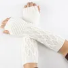 Fashion Knitted Half-finger Arm Covers Long Fingerless Mittens Winter Warm Gloves Cuff Wrist Sleeves Warmers for women