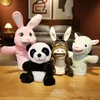 Puppets Handfinger dockan kawaii djur plysch docka utbildning baby leksaker kanin kanin alpaca åsna panda mjuk leksak fylld docka gåva 230919