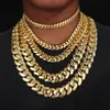 Hiphop miami kubanska länkkedja halsband toppkvalitet koppar real guldade pläterade mikroinsatser rent diamantlås bling is ut smycken för män kvinnor choker kedjor