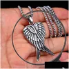 Hanger Kettingen Oude Sier Angel Wing Rvs Veer Ketting Voor Vrouwen Mannen Mode Fijne Sieraden Drop Levering Hangers Dha62