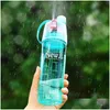 Waterflessen creatieve spray sportfles 600 ml draagbare outdoor sport kettle anti-lek drinkbeker met mist hydratatie drop leveren dhm2g