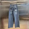 Jeans para mujer 2023 Moda Buena calidad Empalme Cremallera Decoración Pantalón Cintura Pierna ancha