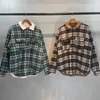 Green Checked Lamb Wool Jackets Men Women High Street Casual Fashion Winter Warm Tops Coats