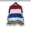 Rh Trendy Plaid Contrast Stitching Jacquard Round Neck Sweater High Street Knit Jacket6p2h