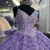 2024 Lavanda Spaghetti Strap Abiti Quinceanera Perline Appliques Pizzo Abiti da ballo di laurea Tulle Elegent Princess Sweet 15 16 Ballkleider