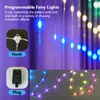 Juldekorationer Smart Curtain String Lights App Controlled 400 LED DIY Hanging Fairy Light Mönster och text Programmerbar musik Sync Reote 230919