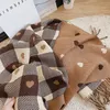 Scarves Luna Dolphin Women Winter Black Camel Plaid Scarf Cashmere Soft Warm Knitted Woolen Neck Pashmina Love Print Big Shawl Ins 230818