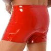 Underbyxor män faux läder shorts boxer kort våtlåka latex stammar underkläder