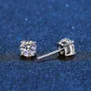 Real Stud Earrings 14K White Gold Plated Sterling Silver 4 Prong Diamond Earring for Women Men Ear Stud 1ct 2ct 4ct 220211219a