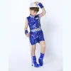 Scen Wear Arrive Blue Yellow Red Sequin Sexig Boy Girls Performing Dance Costumes Kläder och barnjazz