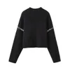 Women Knitted Oversized Sweater Fall Winter Long Sleeve Loose Pullover Sweaters Female V Neck Fashion Street Casual Cropped Jumper