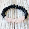 SN1061 Bracelet de Yoga en lave de Quartz Rose cristaux de guérison poignet Mala perles Chakra bijoux pierre naturelle Bracelet de Yoga pour femmes 341N