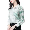 Zijden Shirt Met Lange Mouwen 2023 Dames Runway Satijn Gedrukt Elegante Button Up Blouse Mooie Lente Herfst Winter Prachtige High-End O248y