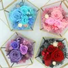 Decorative Flowers Flower Design Preserved Rose Polygon Glass Room Long Lasting In Dome For Decoration