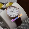 42mm Calatrava 5116 5116R Automatisk herrklocka White Dial Rose Gold Case Independent Seconds Brown Leather Strap Watches TimeZoneW297Q