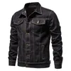 Männer Jacken 2023 Frühling Männer Solide Revers Denim Mode Motorrad Jeans Hommes Slim Fit Baumwolle Casual Schwarz Blau Mäntel 230919