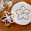 Stampi da forno Acrilico Frangipani Fiori Stampi per biscotti e frese Fai da te 3D Fondente Biscotto Pressa a mano Stampo Decorazioni per torte Strumenti