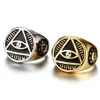 Bandringe 316L Edelstahl Herren Illuminati Das allsehende Auge Pyramide Auge der Vorsehung Symbol Relius Ring für Hip Hop Schmuck Dr Dhvgz