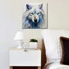 Painting Knife Art of A Arctic Wolf Grim Face Printed on Canvas Poster Prints for Living Room Wall Decor