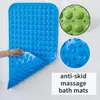 Badmattor Rektangel PVC Anti-Scid Soft Shower Badrum Massage Mat Sug Cup Non-Slip BathTub Mattor Stor storlek Lätt att rengöra