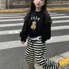 Clothing Sets Autumn Children's Sets Korean Children's Wear Cute Bear Pullover Sweater Striped Pants Two Piece Set Kids Clothes Set 230918