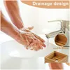 Soap Dishes Natural Bamboo Square Storage Boxes Wooden Dish Tray Handmade Case With Lid For Holder Kitchen Bathroom Shower Drop Delive Dh56H