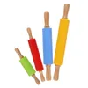 Rolling Pins Pastry Boards Enlarged Silicone Pin Rotating Drum Kitchen Solid Wooden Handle Pressing Baking Tool 230919