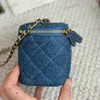 Women Makeup Bag Classic Denim Box Bag Diamond Plaid Gold Hardware Metallic Clasp Luxury Tote Matelasse Chain Crossbody Bag Can Press Small Gold Ball Designer 10/17cm