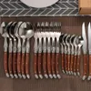 24pieces laguiole çatal bıçak takımı ahşap tutamak sofra sofra paslanmaz çelik biftek bıçakları ahşap Japonca yemek takımı mutfak Accessoreis x0202c