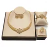 Комплект ожерелья и серег Дубай, 24-каратное позолоченное ювелирное изделие для женщин, высокое качество, 10 лет, уникальный медный кулон, свадебные украшения