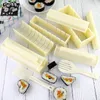 Sushi Tools 11Pcs Set Heart Round Square Rice Mold Japanese Ball Cake Mould Maker Brush 50Pcs Gloves Chopsticks 230919